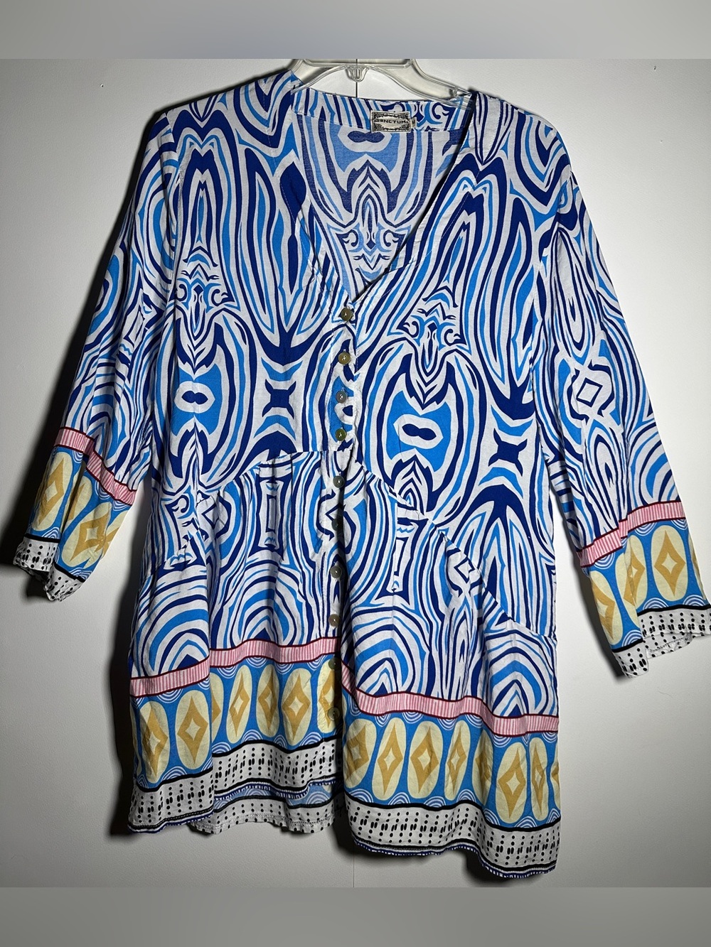 Women’s Blue Patterned Tunic Blouse by